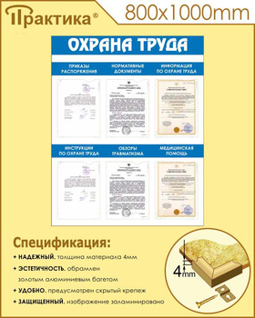 С101 Стенд охрана труда (800х1000 мм, пластик ПВХ 3 мм, алюминиевый багет золотого цвета) - Стенды - Стенды по охране труда - . Магазин Znakstend.ru